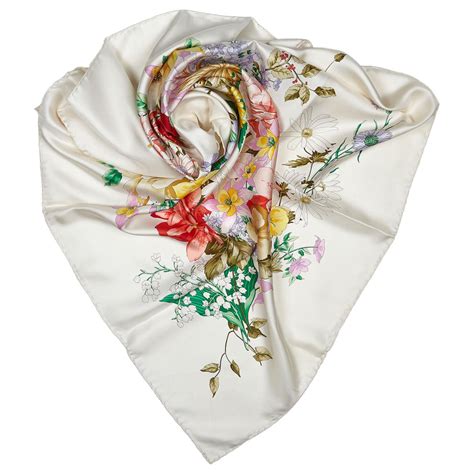 gucci white silk scarf|authentic Gucci silk scarf.